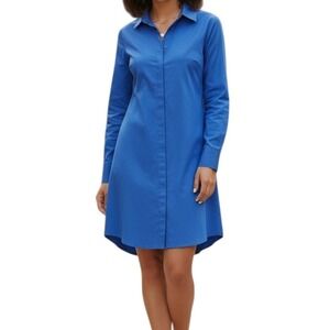 ALIX NYC Womens Button Down Long Sleeve Shirt Dress Blue Made In‎ USA Casual M
